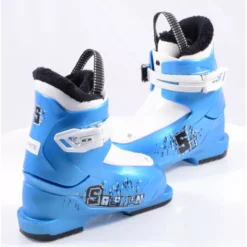Chaussures Ski Enfant/junior SALOMON T1, BLUE/white ( En PARFAIT état ) -Atomic Shop Soldes chaussures ski enfant junior salomon t1 blue white en parfait etat.jpg 2